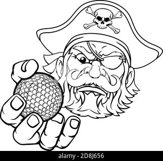 Craton de mascotte de sport Pirate Golf ball Illustration de Vecteur