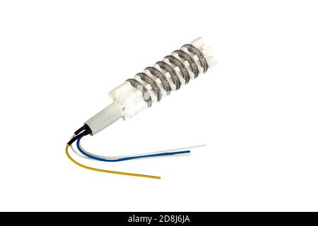 Élément chauffant pour station d'amélioration CMS pistolet à air chaud. Isolé sur un fond blanc. Banque D'Images