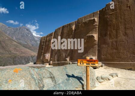 Temple du Soleil, ruines incas d'Ollantaytambo, Ollantaytambo, Cusco, Pérou Banque D'Images