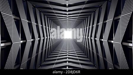Tunnel de vitesse futuriste abstrait, concept géométrique moderne 3d rendu illustration 3d Banque D'Images
