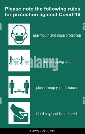 Règles d'achat pour protéger contre Covid-19. Fichier vectoriel Illustration de Vecteur