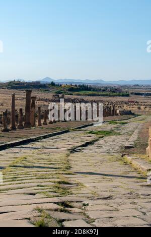 Timgad, Batna/Algérie - 10/11/2020: Les ruines de l'ancienne ville de Timgad (Thamugas) , construisent autour de 100 av. J.-C. dans la région d'Aures. Banque D'Images