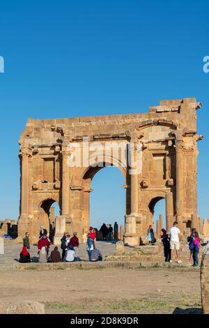 Timgad, Batna/Algérie - 10/11/2020: Les ruines de l'ancienne ville de Timgad (Thamugas) , construisent autour de 100 av. J.-C. dans la région d'Aures. Banque D'Images