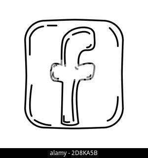 Icône Facebook. Style d'icône Doodle dessiné à la main ou Black Outline Illustration de Vecteur