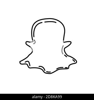 Icône Snapchat. Style d'icône Doodle dessiné à la main ou Black Outline Illustration de Vecteur