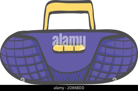 Icône du lecteur de cassettes dans la mise en plan couleur. Musique danse partie audio stéréo mini compo Illustration de Vecteur