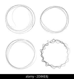 Cercles dessinés à la main, gribouillages circulaires noirs Illustration de Vecteur