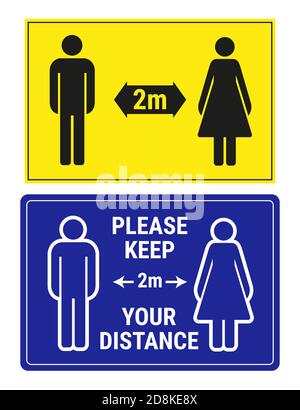 Ensemble de 2 signes de distance sociale, vecteur Illustration de Vecteur