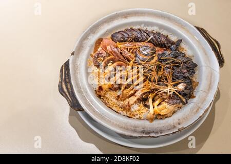 Ventilateur à lap mei, ou mélange de cire de riz à la viande, délicatesse chinoise. Banque D'Images