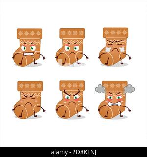 Chaussettes cookie personnage de dessin animé avec diverses expressions de colère Illustration de Vecteur