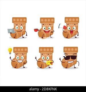 Chaussettes cookie personnage de dessin animé avec divers types d'émoticônes d'affaires Illustration de Vecteur