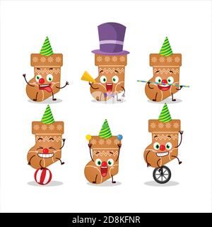 Personnage de dessin animé de chaussettes cookie avec divers spectacles de cirque Illustration de Vecteur