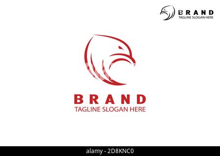 Logo de l'aigle abstrait, concept de conception de la tête de l'aigle avec aile, logo moderne créatif et simple, isolé sur fond blanc. Illustration de Vecteur