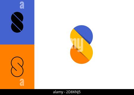 Modèle de logo graphique numéro 8, design minimaliste et créatif. Illustration de Vecteur