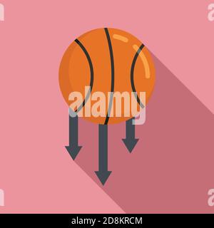 Ballon de basket-ball, icône de gravité, style plat Illustration de Vecteur