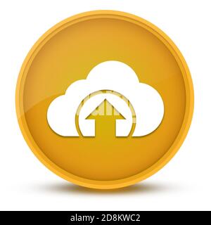 Illustration abstraite du bouton rond jaune brillant luxueux de Cloud Upload Banque D'Images