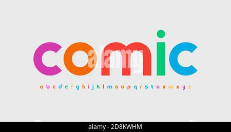 Alphabet minuscule coloré. Police drôle pour enfants, type de bande dessinée pour enfants logo, titre ludique, lettrage créatif et la typographie de joie. Style minimaliste Illustration de Vecteur