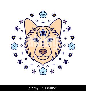 Chien chinois signe zodiaque Illustration de Vecteur