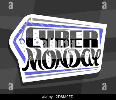 Logo Vector pour Cyber Monday, panneau décoratif avec lettrage unique pour les mots cyber monday, symbole moderne abstrait pour la vente spéciale, tendance desi Illustration de Vecteur