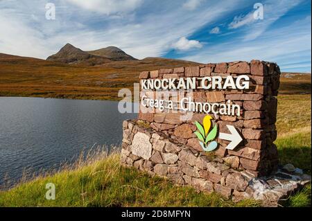 L'entrée le site géologique de renommée internationale Knockan Crag dans le nord-ouest de l'Écosse. Banque D'Images