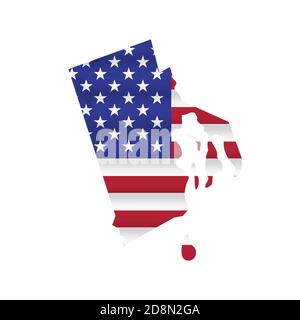 Carte du drapeau de l'État des États-Unis du Rhode Island isolée en blanc. Illustration. Banque D'Images
