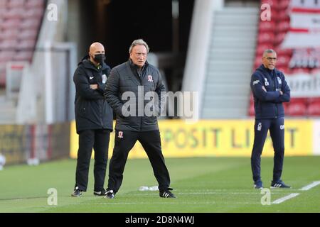 MIDDLESBROUGH, ANGLETERRE. 31 OCTOBRE Neil Warnock, directeur de Middesbrough, pendant le match de championnat Sky Bet entre Middlesbrough et la forêt de Nottingham au stade Riverside, à Middlesbrough, le samedi 31 octobre 2020. (Crédit : Mark Fletcher | INFORMATIONS MI) Banque D'Images