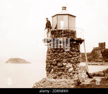 Phare de Dunollie, Oban, Écosse, époque victorienne Banque D'Images