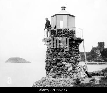 Phare de Dunollie, Oban, Écosse, époque victorienne Banque D'Images