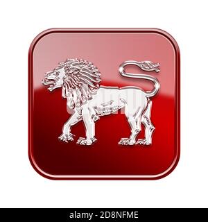 Icône du zodiaque du lion rouge, isolée sur fond blanc Banque D'Images