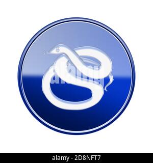 Zodiaque serpent bleu, icône isolé sur fond blanc. Banque D'Images