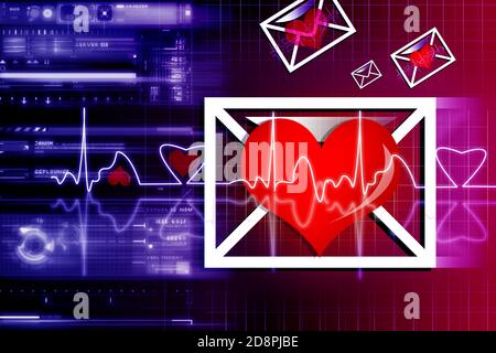 Illustration numérique de l'écran du moniteur cardiaque avec battements cardiaques normaux signal Banque D'Images