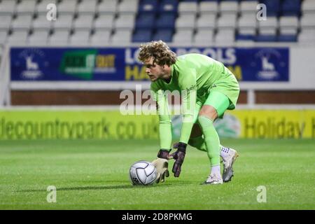 Hartlepool, Royaume-Uni. 31 octobre 2020. Ben Killip (#1 Hartlepool United) en action pendant le match de la Ligue nationale de Vanarama entre Hartlepool United et Torquay United à Victoria Park à Hartlepool will Matthews/Sports Press photo Credit: SPP Sport Press photo. /Alamy Live News Banque D'Images