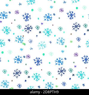 Répétition géométrique simple avec flocons de neige bleus dessinés à la main. Motif abstrait sans couture avec formes. Illustration vectorielle Illustration de Vecteur