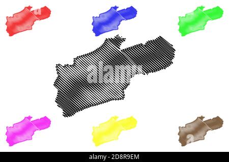 Comté de Harlan, Kentucky (comté des États-Unis, États-Unis d'Amérique, États-Unis, États-Unis, États-Unis) carte illustration vectorielle, scribble esquisse carte de Harlan Illustration de Vecteur