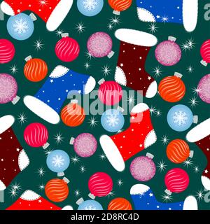 Motif sans couture, thème de Noël, boules de Noël, jouets. Vecteur Illustration de Vecteur
