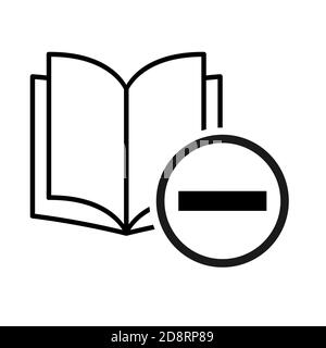 Icône de livre, moins le manuel d'éducation ouvert, symbole d'illustration de vecteur de bibliothèque. Conception d'apprentissage arrière-plan blanc isolé . Illustration de Vecteur