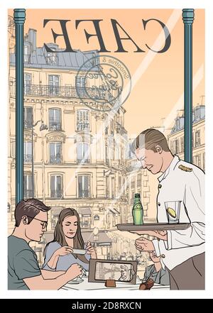 Tourisme à Paris, café et restaurant - illustration vectorielle Illustration de Vecteur