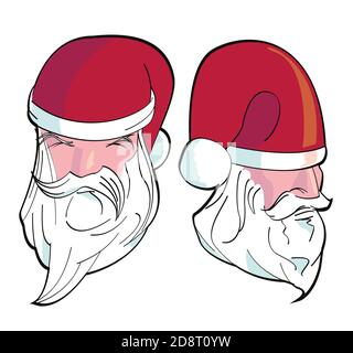 Ensemble de deux illustrations du Père Noël sur fond blanc. Personnages conçus pour les fêtes de Noël. Illustration de Vecteur