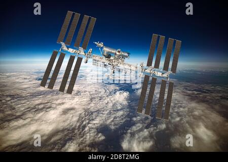 Station spatiale internationale au cours de la planète terre. Éléments de cette image fournie par la NASA. Banque D'Images