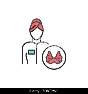 Icône de ligne de couleur médecin endocrinologue. Pictogramme pour page Web, application mobile, Promo. Illustration de Vecteur