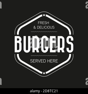 Burgers vintage timbre noir signe Illustration de Vecteur