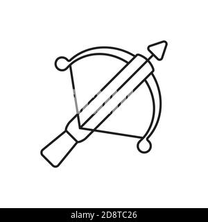 icône en forme de crossbow élément de l'icône d'arme pour le concept mobile et les applications web. L'icône en forme de crossbow à lignes fines peut être utilisée pour le Web et le mobile. Icône Premium sur blanc Illustration de Vecteur