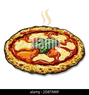 illustration de la pizza napolitaine sur le panneau de bois Illustration de Vecteur