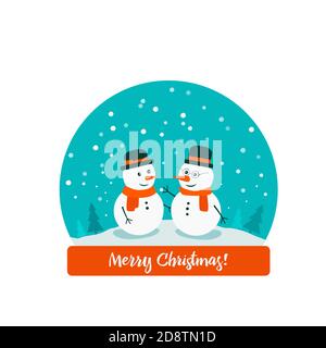 flat deux bonhommes de neige Illustration de Vecteur