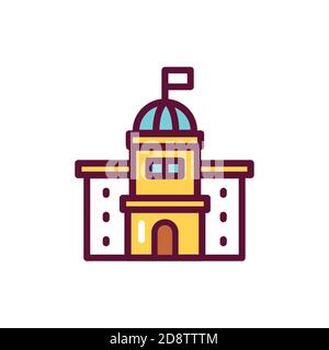 Icône de la ligne de couleur du gouvernement du bâtiment. Elément vectoriel isolé. Illustration de Vecteur
