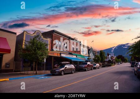 Centre-ville de Revelstoke, Colombie-Britannique, Canada Banque D'Images