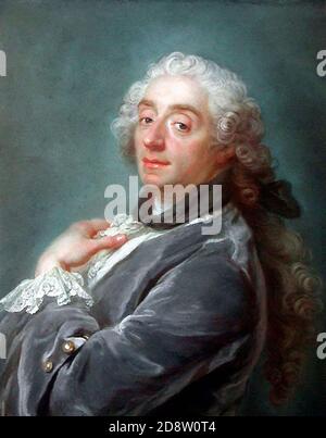 François Boucher. Portrait de l'artiste français François Boucher (1703-1770) par Gustaf Lundberg, pastel sur papier bleu, 1741 Banque D'Images