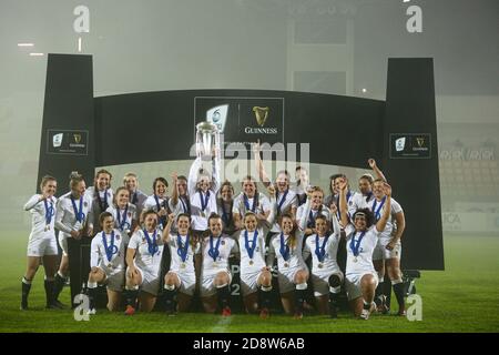 Parme, Italie. parme 2020, Italie, Sergio Lanfranchi Stadium, 01 novembre 2020, Angleterre fêtez la victoire dans les six Nations 2020 pendant les femmes 2020 - Italie contre Angleterre - Rugby six Nations Match - Credit: LM/Massimiliano Carnabuci Credit: Massimiano Carnabuci/LPS/ZUMA Wire/Alay Live News Banque D'Images