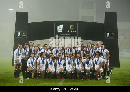 Parme, Italie. parme 2020, Italie, Sergio Lanfranchi Stadium, 01 novembre 2020, Angleterre fêtez la victoire dans les six Nations 2020 pendant les femmes 2020 - Italie contre Angleterre - Rugby six Nations Match - Credit: LM/Massimiliano Carnabuci Credit: Massimiano Carnabuci/LPS/ZUMA Wire/Alay Live News Banque D'Images