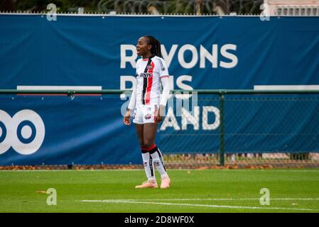 Teninsoun Sissoko du FC Fleury réagit lors du championnat de France des femmes D1 Arkema football match entre Paris Saint-Germain et FC Fleury 91 le 1er novembre 2020 au stade Georges LEF.vre à Saint-Germain-en-Laye, France - photo Antoine Massinon / A2M Sport Consulting / DPPI crédit: LM/DPPI/Antoine Massinon/Alay Live News Banque D'Images